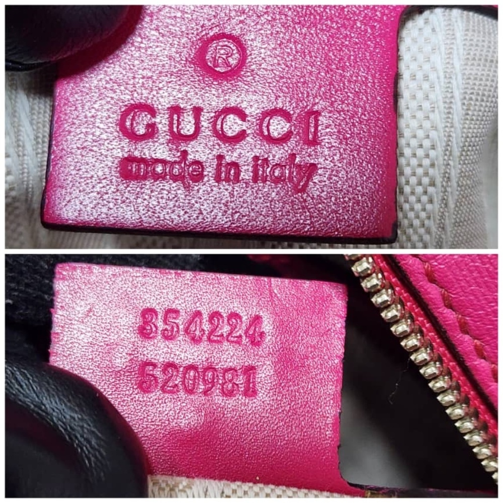 Authentic GUCCI Bright Diamante Textured Leather Top Handle Bag Pink - Picture 3 of 16